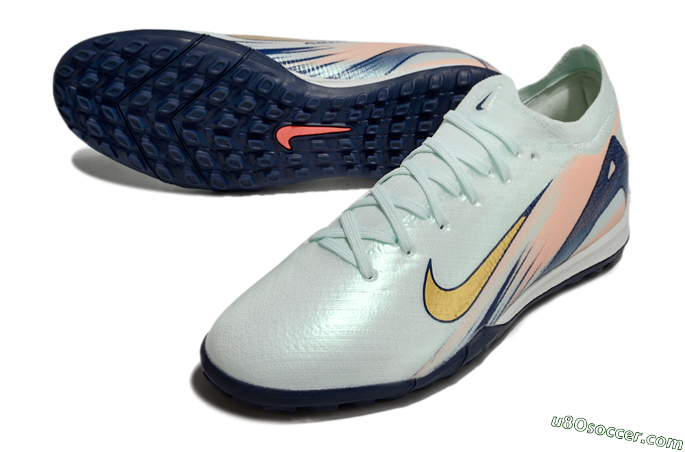 Nike Air Zoom Mercurial Vapor 16 Elite TF Artificial Turf Soccer Shoes - Jade/Gold/Blue 3