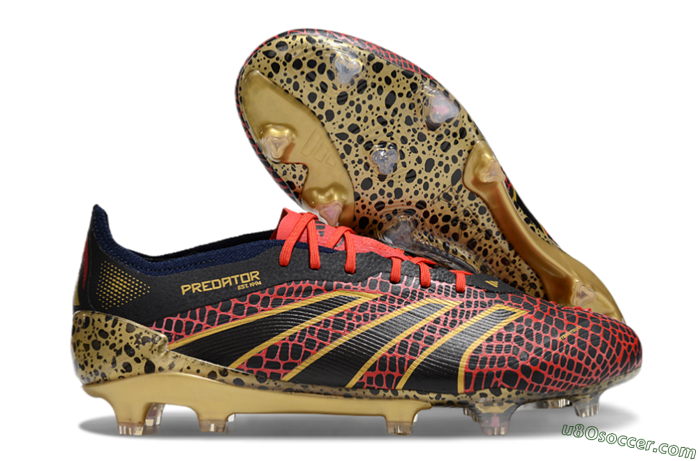 Adidas Predator Elite FG Firm Ground Soccer Cleats - Black/Red/Gold 1