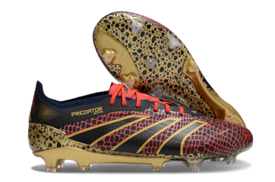 Adidas Predator Elite FG Firm Ground Soccer Cleats - Black/Red/Gold