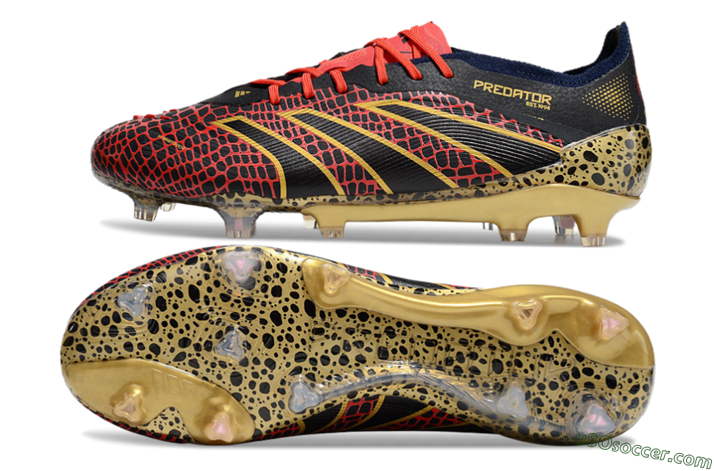 Adidas Predator Elite FG Firm Ground Soccer Cleats - Black/Red/Gold 0