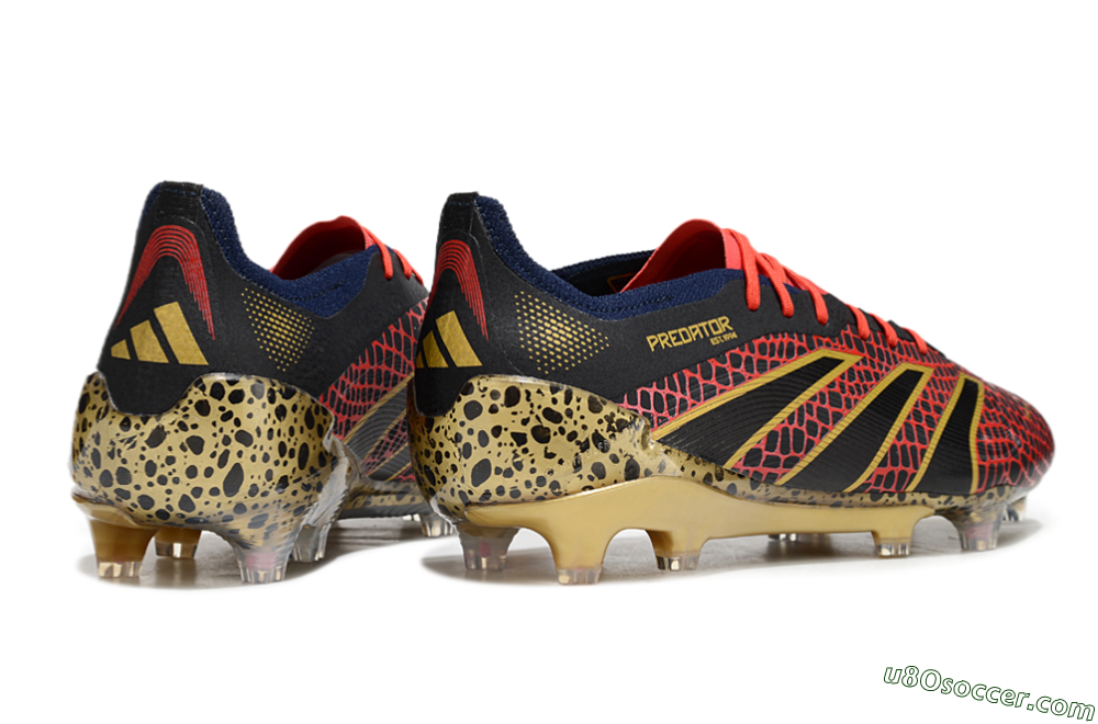 Adidas Predator Elite FG Firm Ground Soccer Cleats - Black/Red/Gold 6