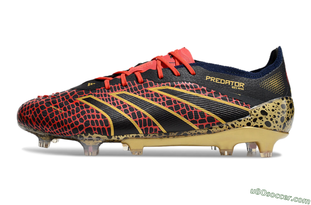 Adidas Predator Elite FG Firm Ground Soccer Cleats - Black/Red/Gold 2