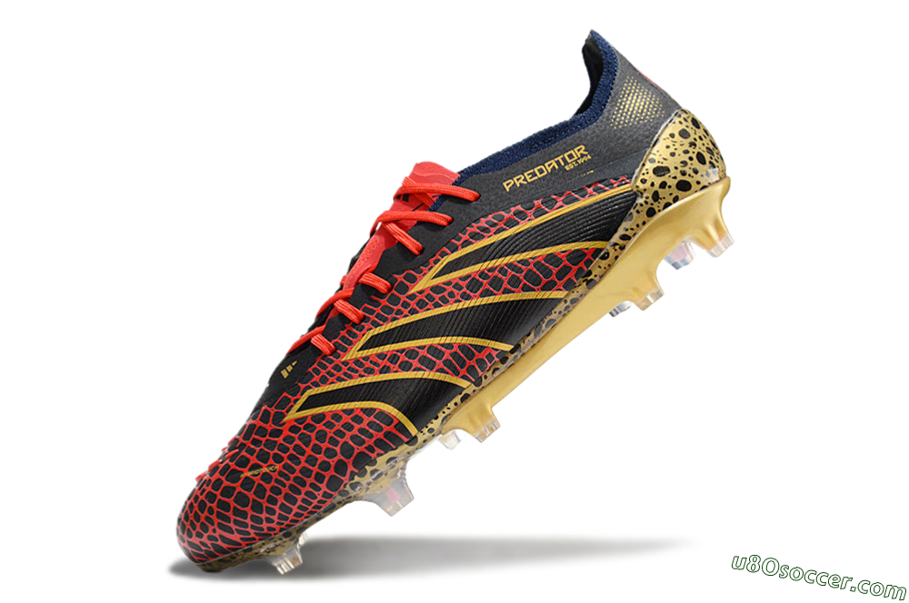 Adidas Predator Elite FG Firm Ground Soccer Cleats - Black/Red/Gold 5