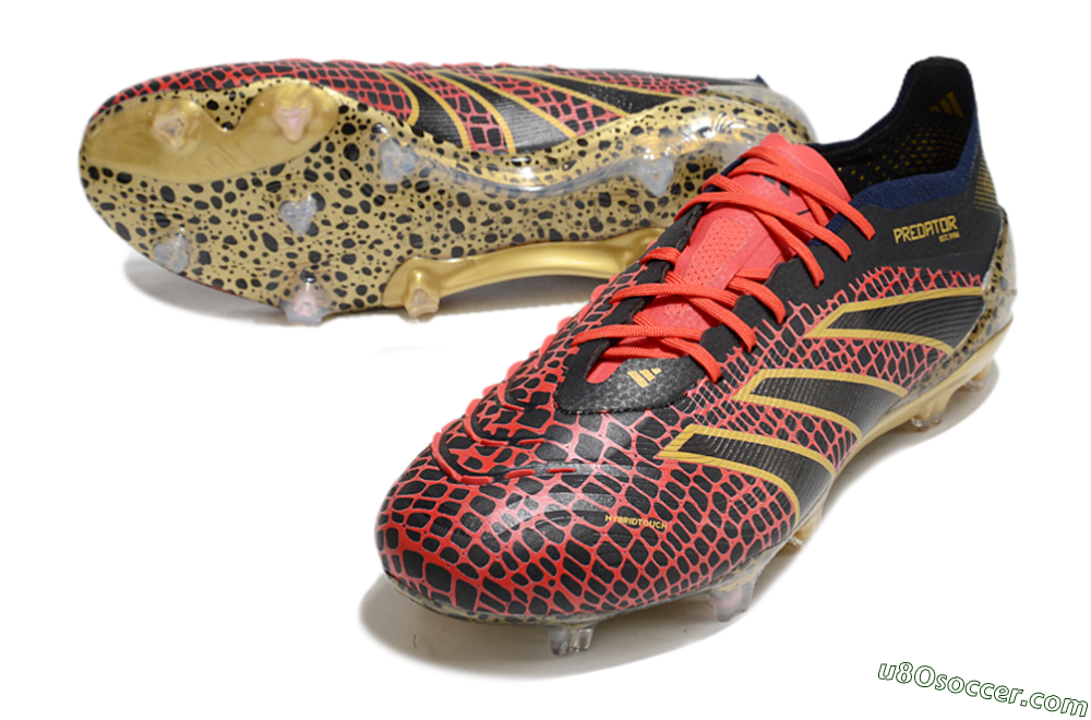 Adidas Predator Elite FG Firm Ground Soccer Cleats - Black/Red/Gold 3