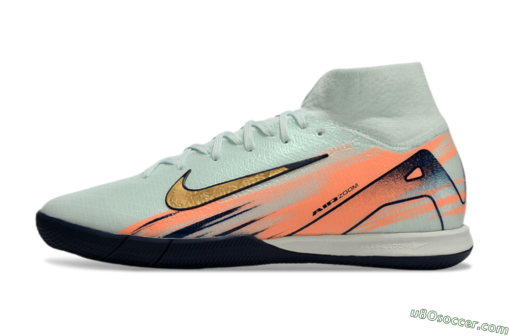Nike Air Zoom Mercurial Superfly 10 Elite IC Indoor & Futsal Soccer Shoes - Jade/Gold/Red 2