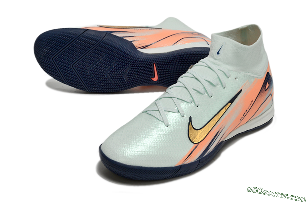 Nike Air Zoom Mercurial Superfly 10 Elite IC Indoor & Futsal Soccer Shoes - Jade/Gold/Red 3
