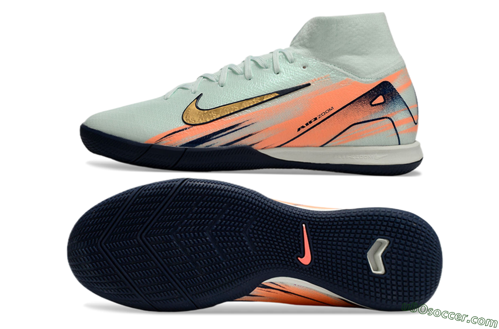 Nike Air Zoom Mercurial Superfly 10 Elite IC Indoor & Futsal Soccer Shoes - Jade/Gold/Red 0