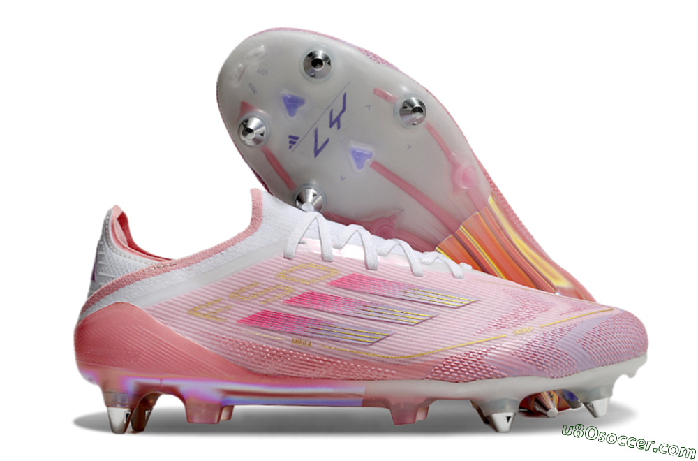Adidas F50 304 Elite SG Soft Ground Soccer Cleats - Pink/White/Gold 1