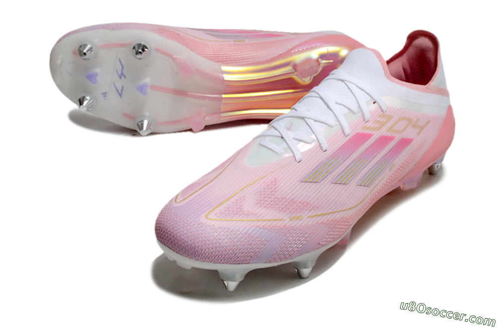 Adidas F50 304 Elite SG Soft Ground Soccer Cleats - Pink/White/Gold 3