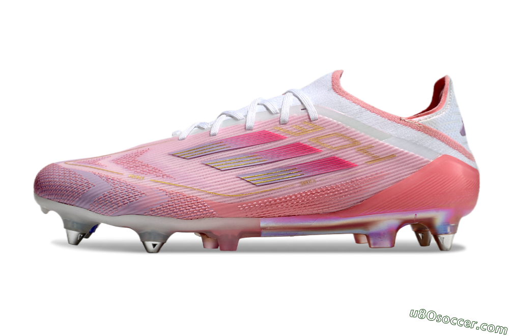 Adidas F50 304 Elite SG Soft Ground Soccer Cleats - Pink/White/Gold 2