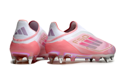 Adidas F50 304 Elite Laceless SG Soft Ground Soccer Cleats - Pink/White/Gold