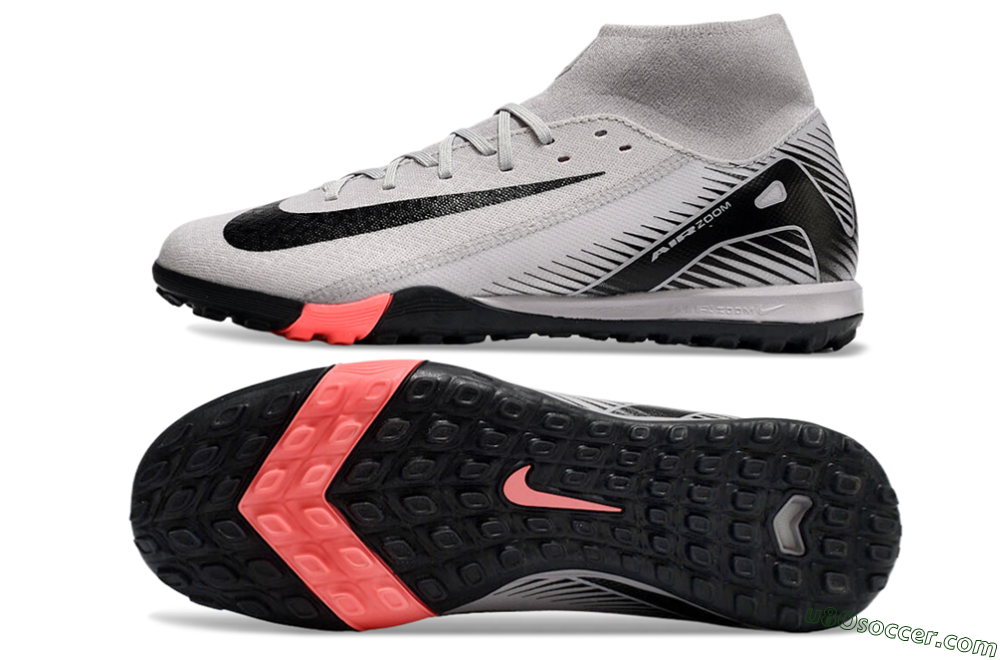 Nike Air Zoom Mercurial Superfly 10 Elite TF Artificial Turf Soccer Shoes - Grey/Black/White 0