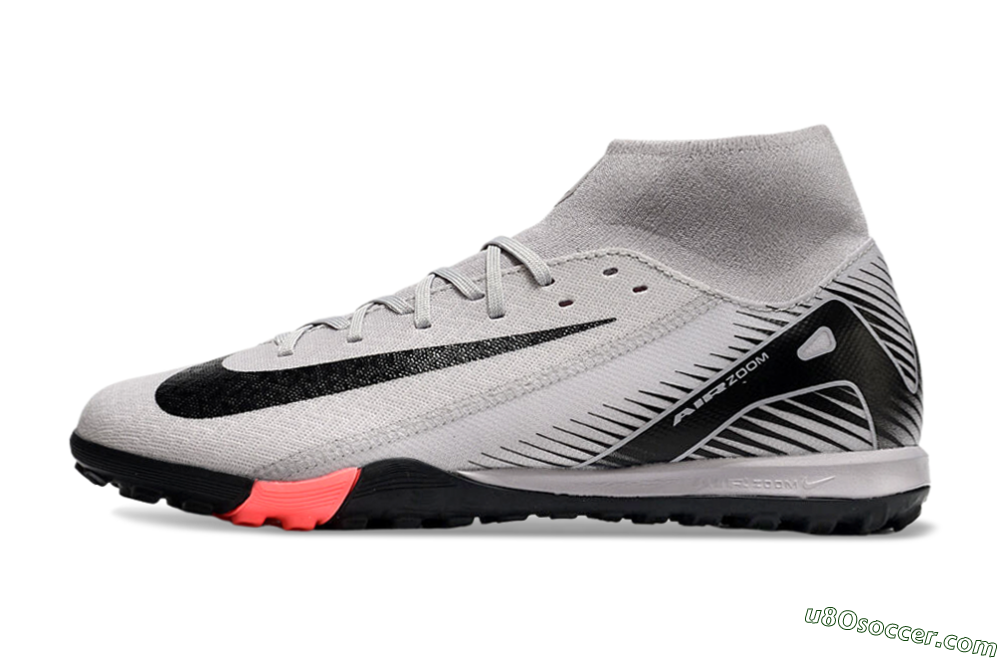 Nike Air Zoom Mercurial Superfly 10 Elite TF Artificial Turf Soccer Shoes - Grey/Black/White 2