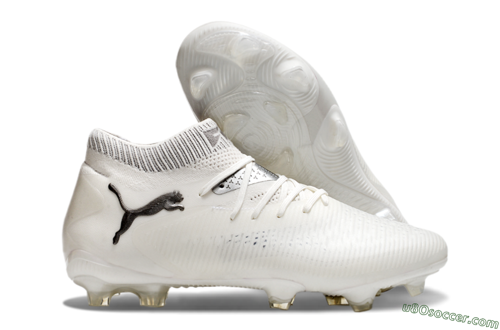 Puma Future 8 Ultimate FG Firm Ground Soccer Cleats - White/Silver/Black 1