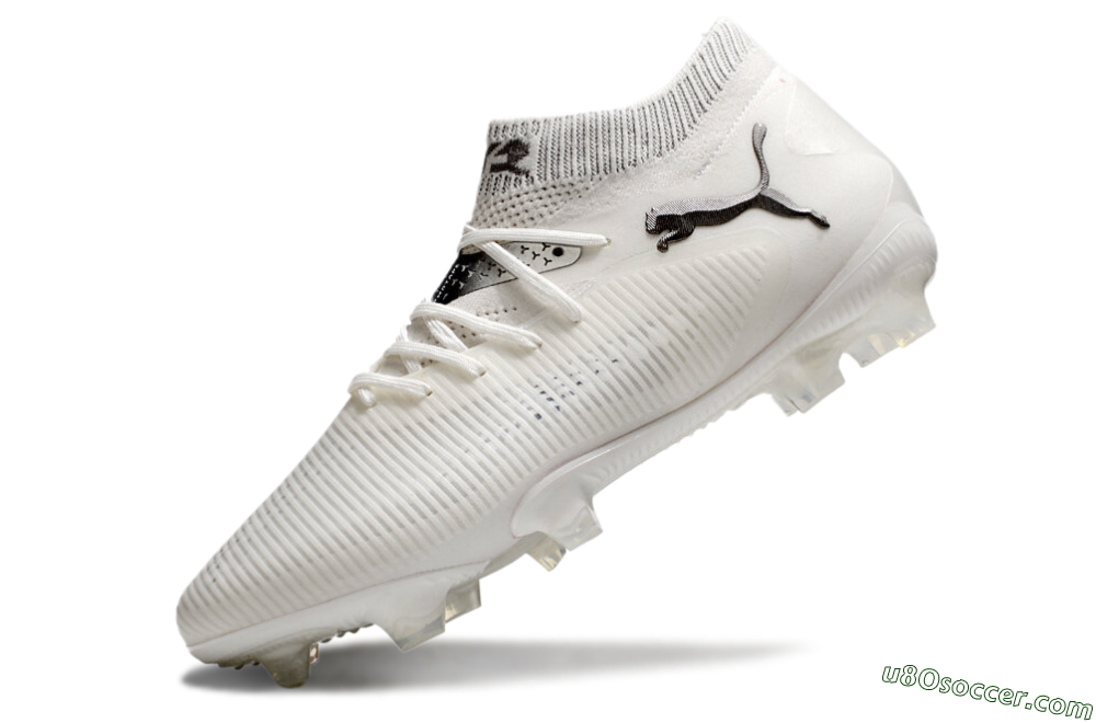 Puma Future 8 Ultimate FG Firm Ground Soccer Cleats - White/Silver/Black 5