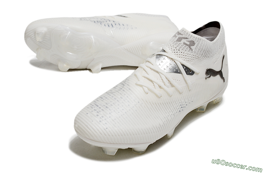 Puma Future 8 Ultimate FG Firm Ground Soccer Cleats - White/Silver/Black 3