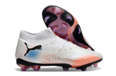 Puma Future 8 Ultimate FG Firm Ground Soccer Cleats - White/Pink/Blue