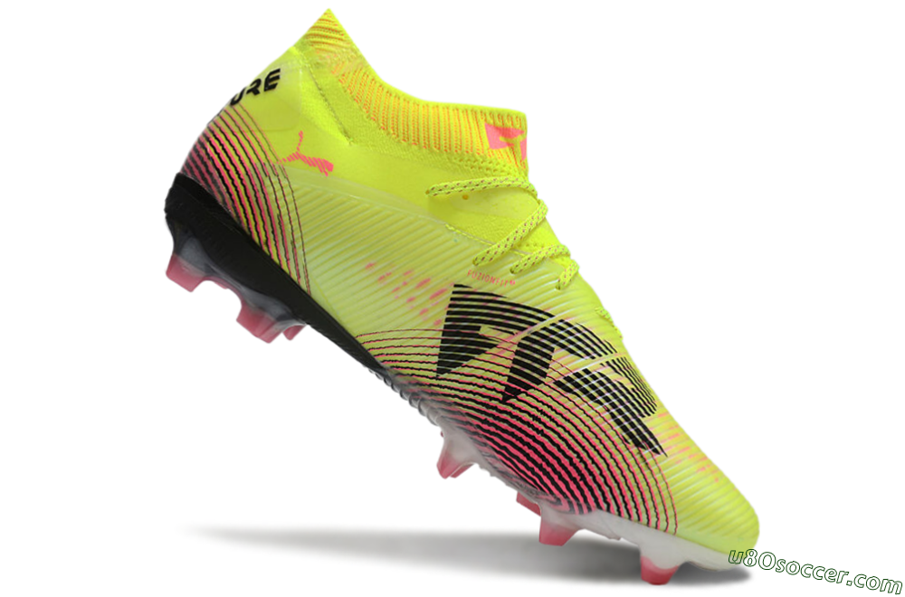 Puma Future 8 Ultimate FG Firm Ground Soccer Cleats - Yellow/Black/Pink 4