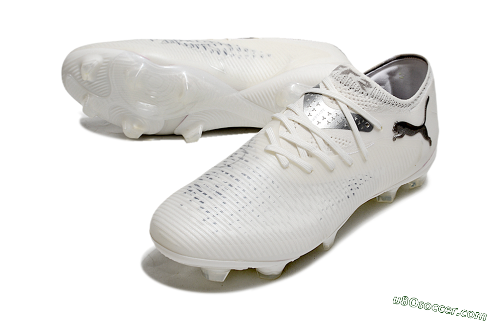 Puma Future 8 Ultimate FG Firm Ground Soccer Cleats - White/Silver/Black 3