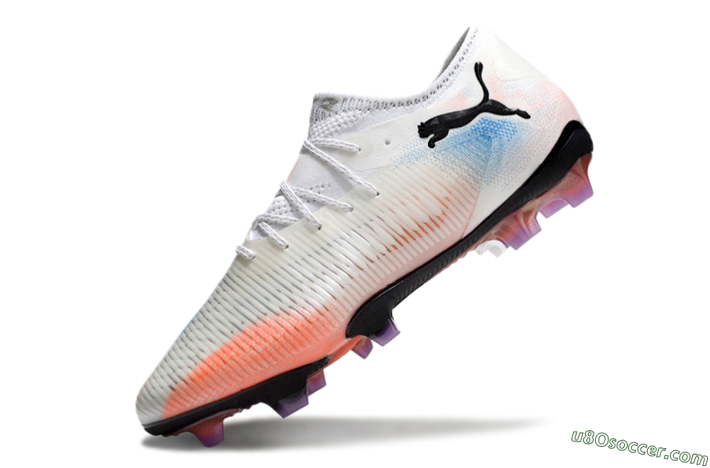 Puma Future 8 Ultimate FG Firm Ground Soccer Cleats - White/Pink/Blue 5