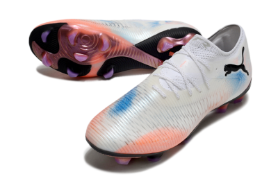 Puma Future 8 Ultimate FG Firm Ground Soccer Cleats - White/Pink/Blue