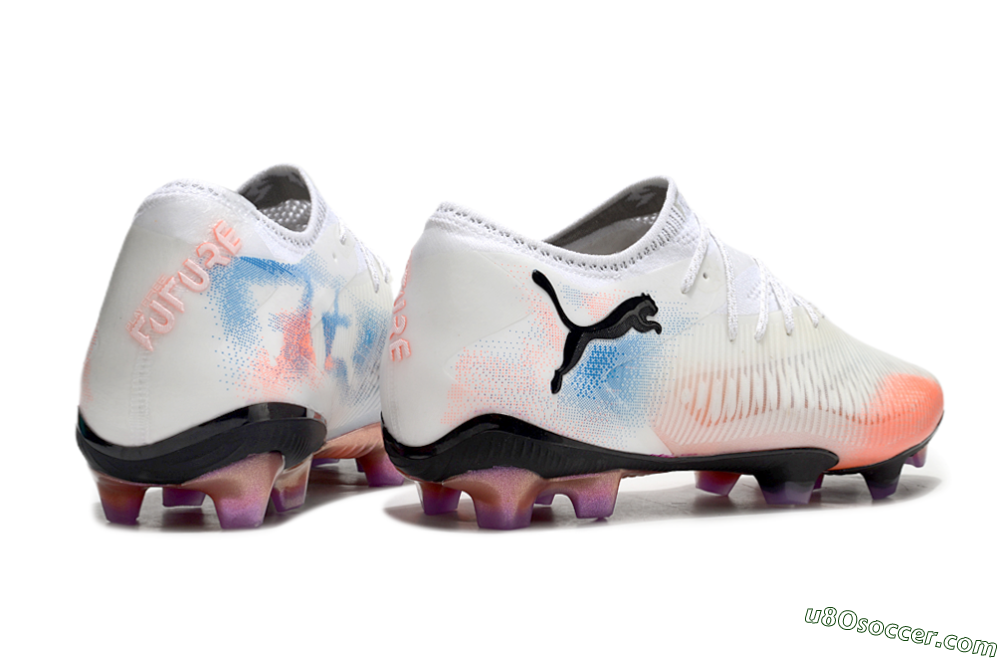 Puma Future 8 Ultimate FG Firm Ground Soccer Cleats - White/Pink/Blue 6