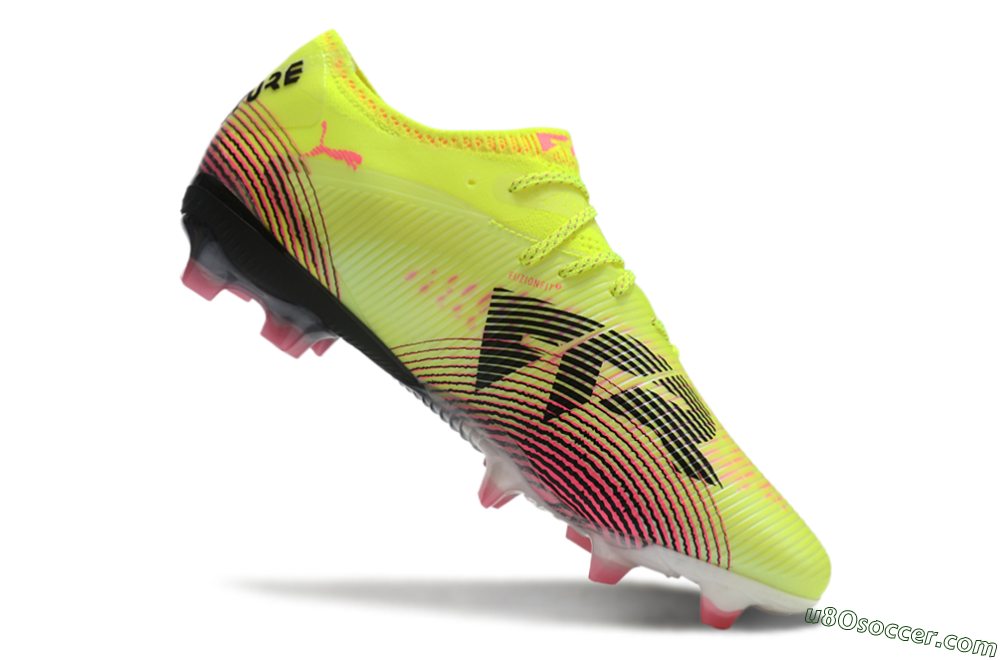 Puma Future 8 Ultimate FG Firm Ground Soccer Cleats - Yellow/Black/Pink 4