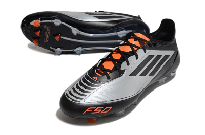 Adidas F50 Elite Messi FG Firm Ground Soccer Cleats - Silver/Black/Orange