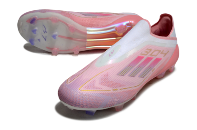 Adidas F50 Elite Laceless FG Firm Ground Soccer Cleats - White/Pink/Gold
