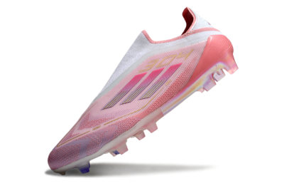Adidas F50 Elite Laceless FG Firm Ground Soccer Cleats - White/Pink/Gold
