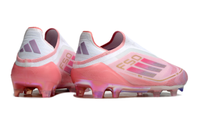 Adidas F50 Elite Laceless FG Firm Ground Soccer Cleats - White/Pink/Gold