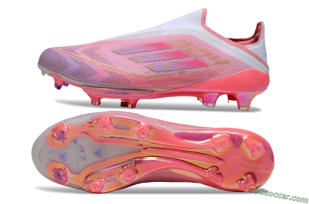Adidas F50+ Lightstrike Elite Laceless 304 FG Firm Ground Soccer Cleats - Pink/Purple/Gold 0