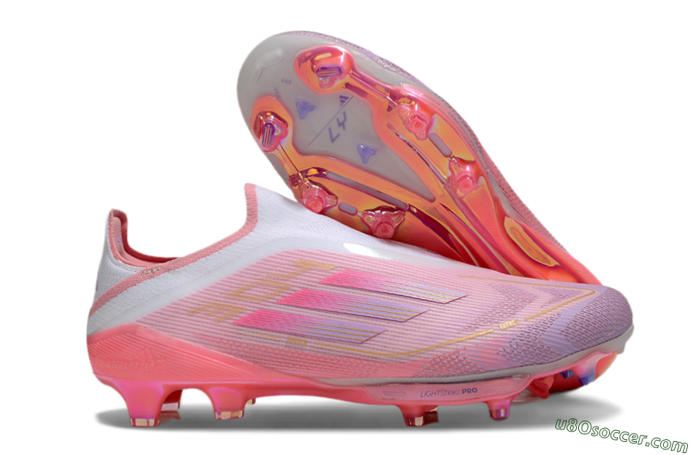 Adidas F50+ Lightstrike Elite Laceless 304 FG Firm Ground Soccer Cleats - Pink/Purple/Gold 1