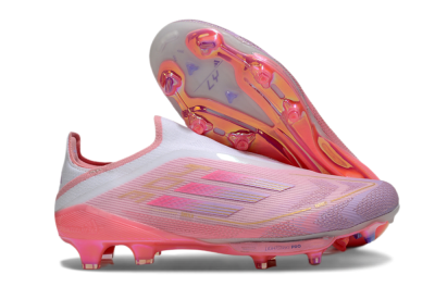 Adidas F50+ Lightstrike Elite Laceless 304 FG Firm Ground Soccer Cleats - Pink/Purple/Gold