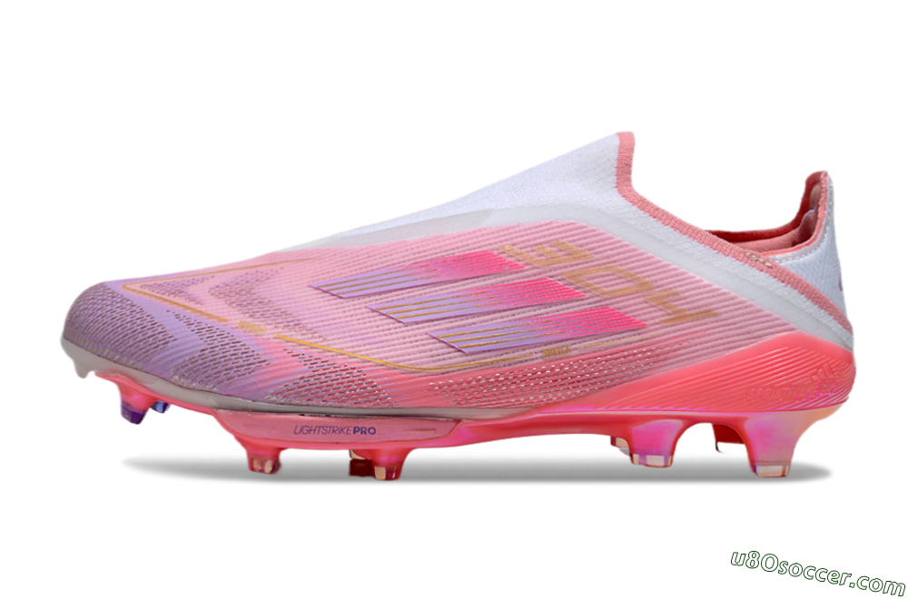 Adidas F50+ Lightstrike Elite Laceless 304 FG Firm Ground Soccer Cleats - Pink/Purple/Gold 2