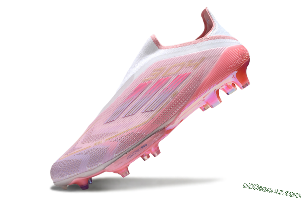 Adidas F50+ Lightstrike Elite Laceless 304 FG Firm Ground Soccer Cleats - Pink/Purple/Gold 5