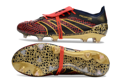 Adidas Predator Elite Foldover Tongue FG Firm Ground Soccer Cleats - Red/Black/Gold