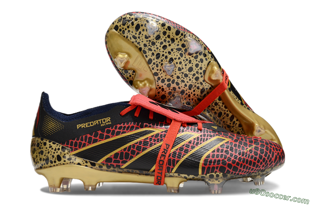 Adidas Predator Elite Foldover Tongue FG Firm Ground Soccer Cleats - Red/Black/Gold 1