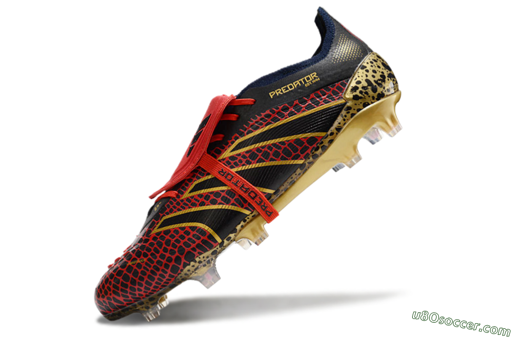 Adidas Predator Elite Foldover Tongue FG Firm Ground Soccer Cleats - Red/Black/Gold 5