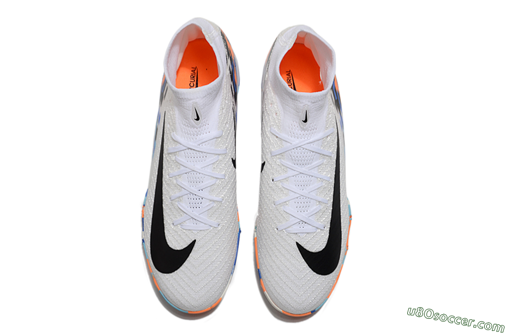 Nike Air Zoom Mercurial Superfly 10 Elite TF Artificial Turf Soccer Shoes - White/Blue/Orange 4