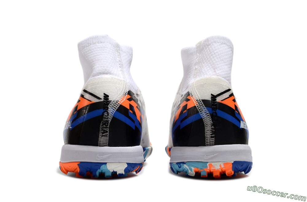 Nike Air Zoom Mercurial Superfly 10 Elite TF Artificial Turf Soccer Shoes - White/Blue/Orange 5