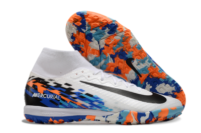 Nike Air Zoom Mercurial Superfly 10 Elite TF Artificial Turf Soccer Shoes - White/Blue/Orange