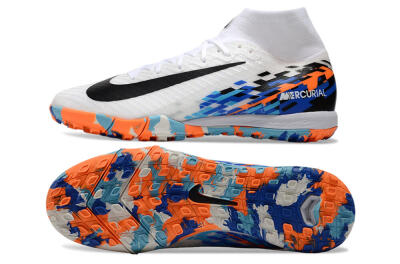 Nike Air Zoom Mercurial Superfly 10 Elite TF Artificial Turf Soccer Shoes - White/Blue/Orange