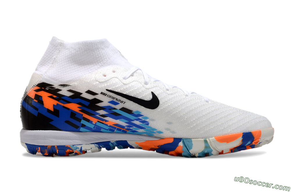 Nike Air Zoom Mercurial Superfly 10 Elite TF Artificial Turf Soccer Shoes - White/Blue/Orange 7