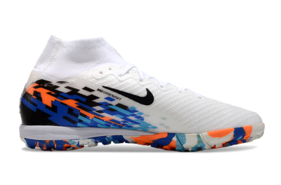 Nike Air Zoom Mercurial Superfly 10 Elite TF Artificial Turf Soccer Shoes - White/Blue/Orange
