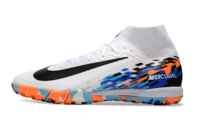 Nike Air Zoom Mercurial Superfly 10 Elite TF Artificial Turf Soccer Shoes - White/Blue/Orange