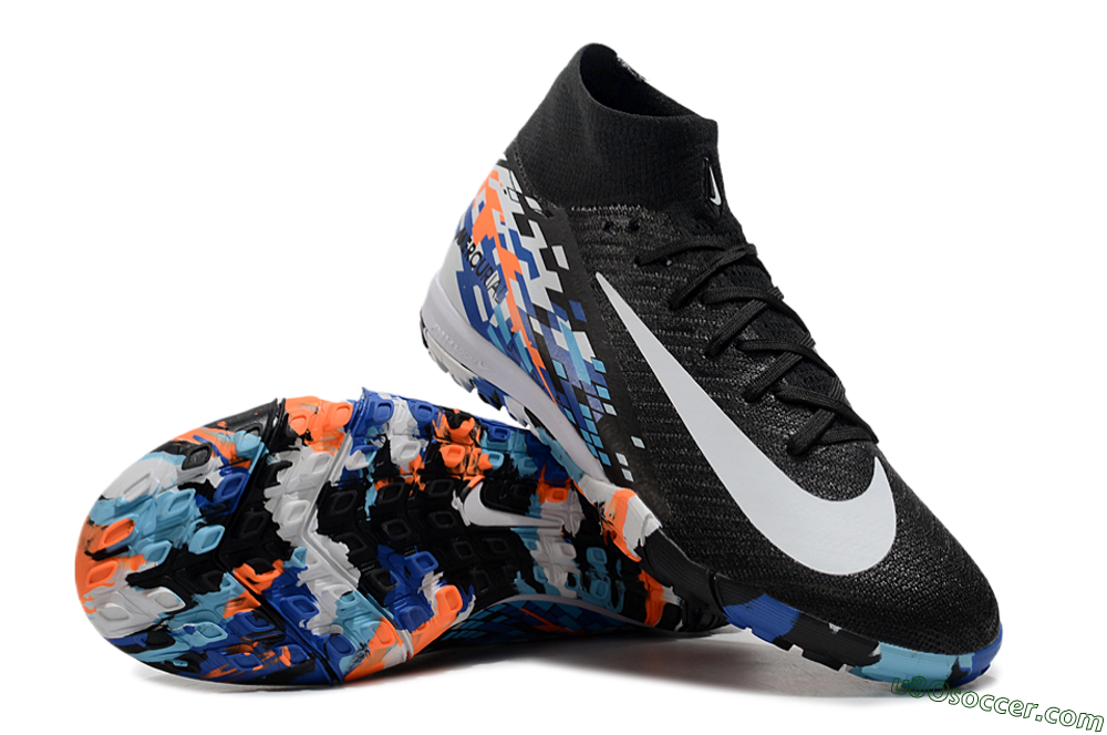 Nike Air Zoom Mercurial Superfly 10 Elite TF Artificial Turf Soccer Shoes - Black/Blue/Orange 3