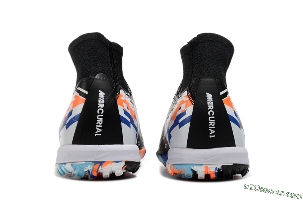 Nike Air Zoom Mercurial Superfly 10 Elite TF Artificial Turf Soccer Shoes - Black/Blue/Orange 5
