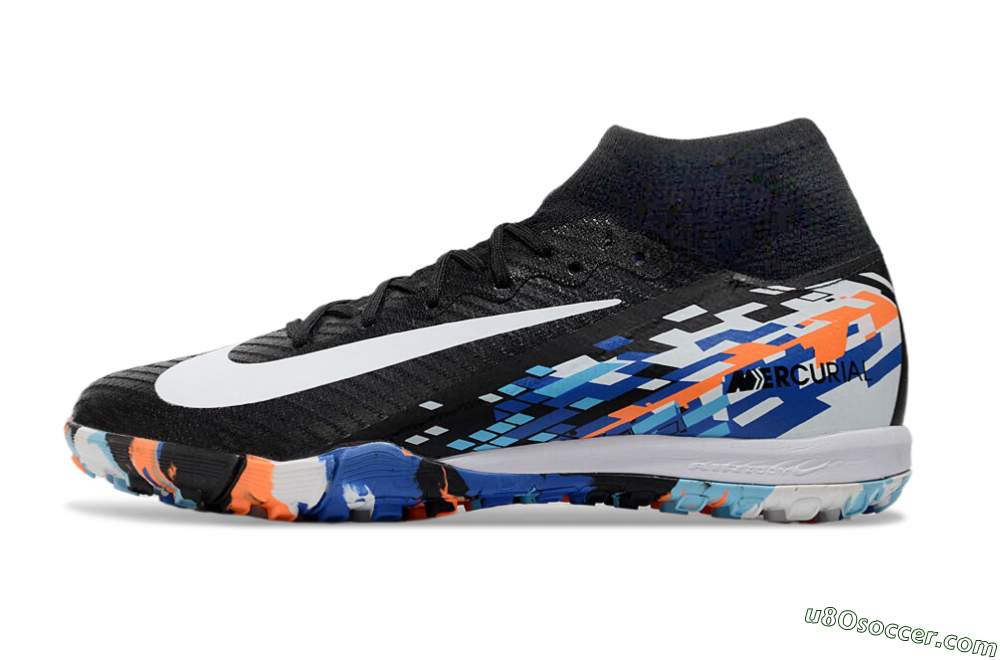 Nike Air Zoom Mercurial Superfly 10 Elite TF Artificial Turf Soccer Shoes - Black/Blue/Orange 2