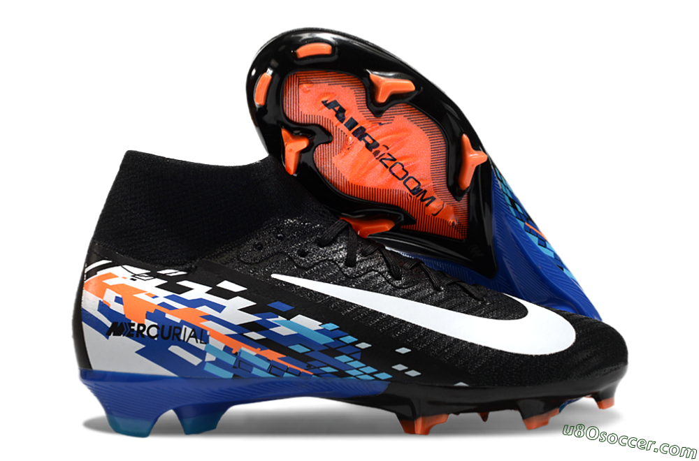 Nike Air Zoom Mercurial Superfly 10 Elite FG Firm Ground Soccer Cleats - Black/Blue/Orange 1
